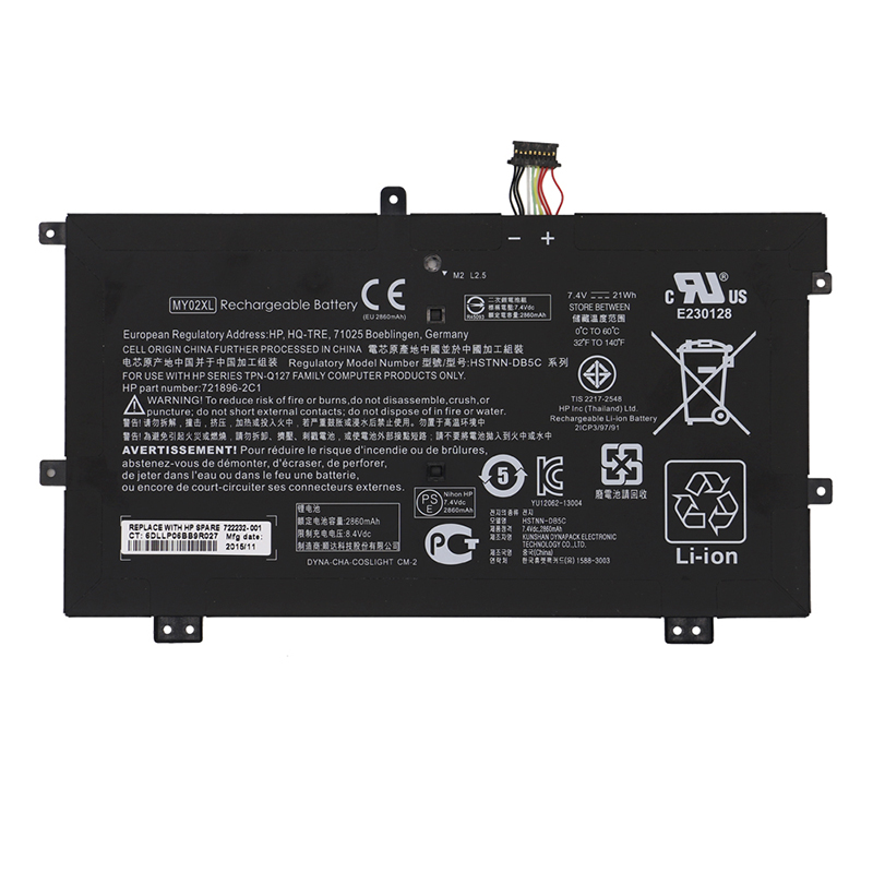 HP MY02XL Battery Replacement 722232-001 HSTNN-IB5C HSTNN-LB5C HSTNN-DB5C TPN-Q127