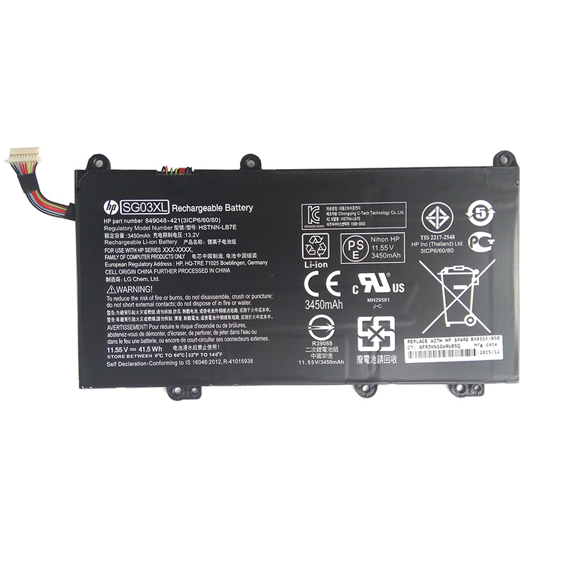 HP SG03XL Battery Replacement 849314-850 HSTNN-LB7E 849314-856 SG03041XL TPN-I126 41.5Wh