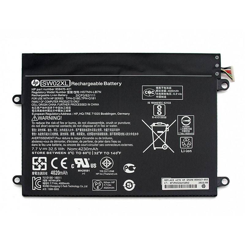 HP SW02XL Battery Replacement 859517-855 HSTNN-LB7N HSTNN-IB7N For X2 10-P 210 G2