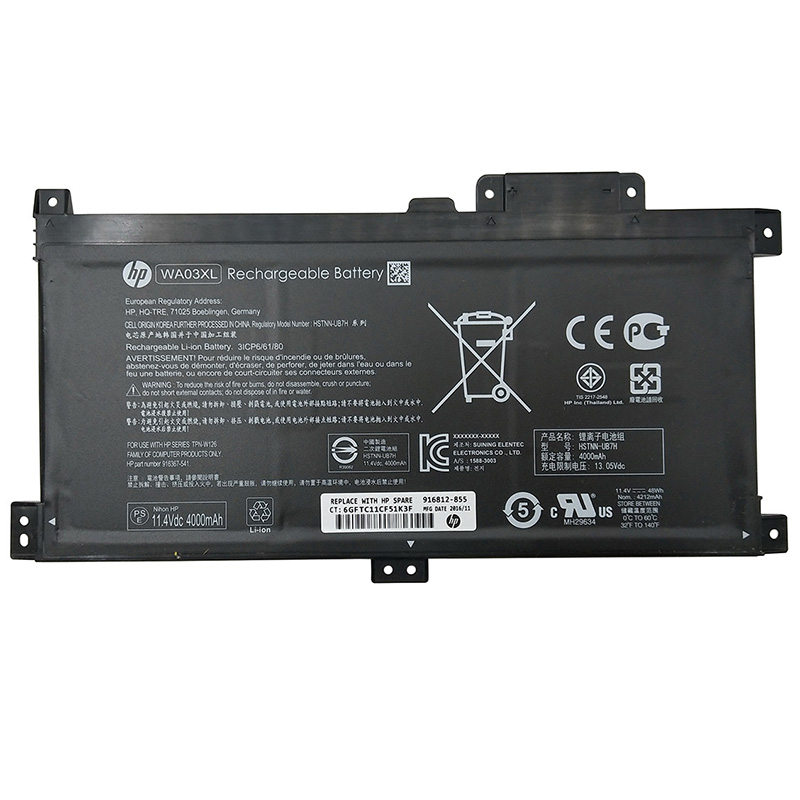 HP WA03XL Battery Replacement 916812-855 HSTNN-UB7H HSTNN-LB7T WAO3XL TPN-W126